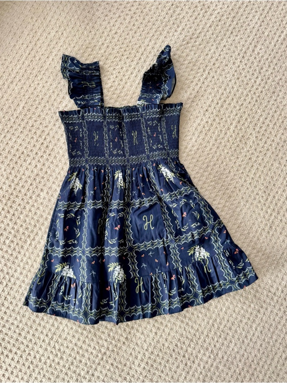 Hill House Home Elizabeth Nap Dress Navy Floral Patchwork - Size L EUC